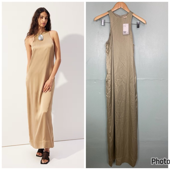 H&M Dresses & Skirts - H&M Green Maxi Sleeveless‎ Silk Dress XS
